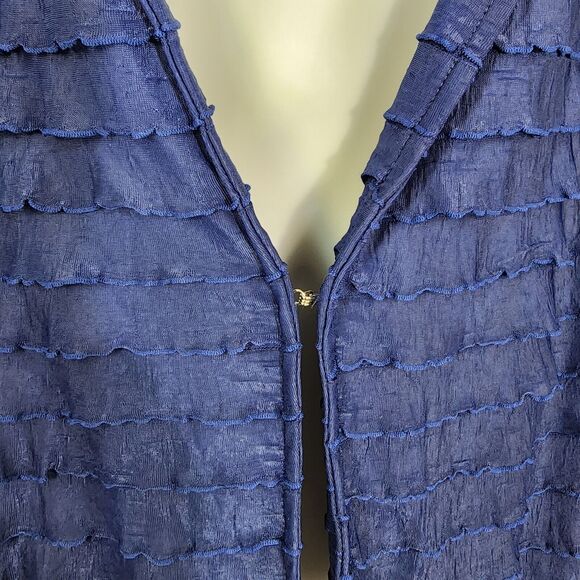 BonWorth Cardigan Womens Medium Blue 3/4 Sleeve Ruffled Layered Single Clasp - Picture 7 of 10
